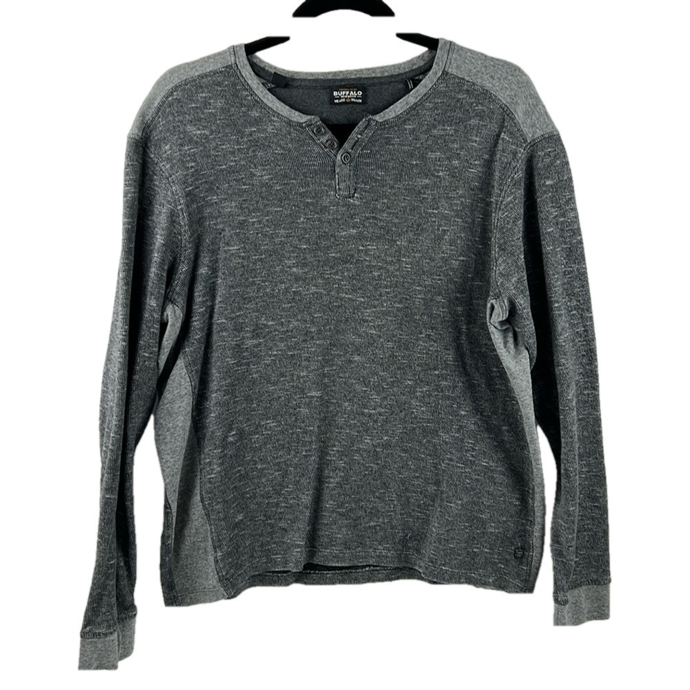 Buffalo Men's Grey Long Sleeve Henley size large
